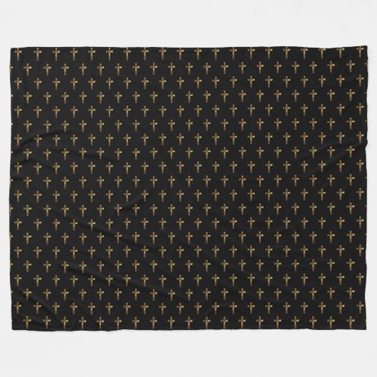 Couverture Polaire Elégant Brown Gold Look Cross Motif noir (Devant (Horizontal))