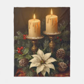 Couverture Polaire Elegant candle Christmas holly pine warm festive  (Devant)