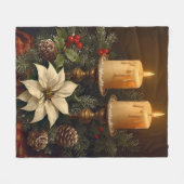 Couverture Polaire Elegant candle Christmas holly pine warm festive  (Devant (Horizontal))