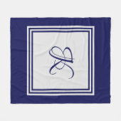 Couverture Polaire Élégant carré gris bleu motif monogramme initial (Devant (Horizontal))