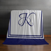 Élégant carré gris bleu motif monogramme initial