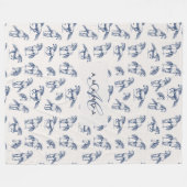 Couverture Polaire Élégant Cheval Bleu Monogramme Cadeaux Initiaux (Devant (Horizontal))