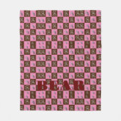 Couverture Polaire Élégant Chic Brown Plaid & Ours (Devant)