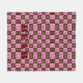 Couverture Polaire Élégant Chic Brown Plaid & Ours (Devant (Horizontal))