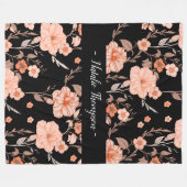 Couverture Polaire Élégant chic monogrom l Black motif floral (Devant (Horizontal))
