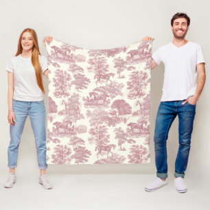 Couverture Polaire Elégant Chic Rose Rustique Horses Toile