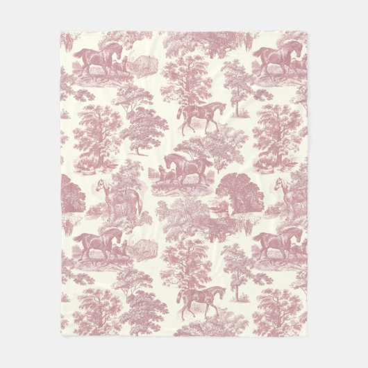 Couverture Polaire Elégant Chic Rose Rustique Horses Toile (Devant)