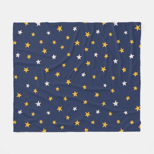 Couverture Polaire Elégant ciel bleu blanc et jaune étoiles (Devant (Horizontal))