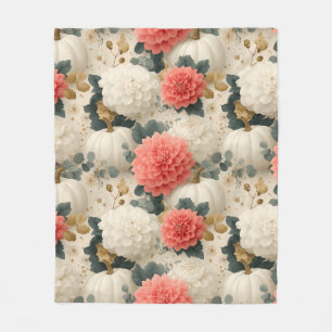 Couverture Polaire Elégant Citrouille blanc et Dahlia Fall Design