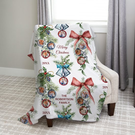 Couverture Polaire Élégant collection de photos de famille de Noël