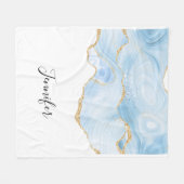 Couverture Polaire Élégant Cool Bleu Agate avec ruban Parties scintil (Devant (Horizontal))