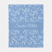 Couverture Polaire Elegant Custom Name Dusty Blue Frost Botanical (Devant)