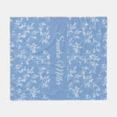 Couverture Polaire Elegant Custom Name Dusty Blue Frost Botanical (Devant (Horizontal))