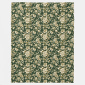 Couverture Polaire Elegant Dark Green and Gold Flowers Blanket (Devant)
