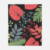 Couverture Polaire Elégant décor botanique noir et couleurs modernes (Devant)