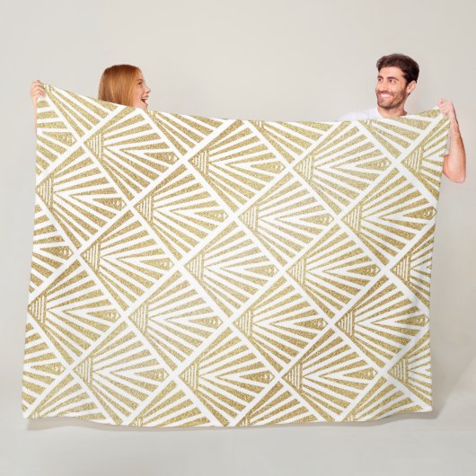 Couverture Polaire Elégant design art déco en palmier doré (En situation)