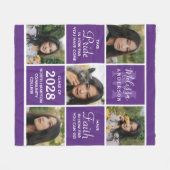 Couverture Polaire Élégant Diplômé 5 Photo Collage Purple Graduation (Devant (Horizontal))