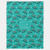 Couverture Polaire Élégant écrin de Noël vert et rouge (Devant)