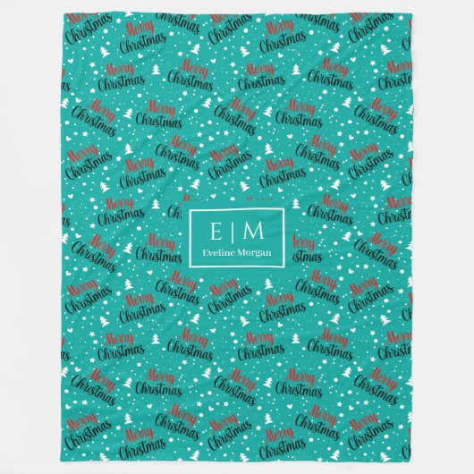 Couverture Polaire Élégant écrin de Noël vert et rouge (Devant)