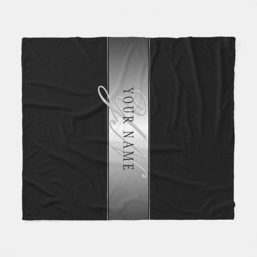Couverture Polaire Élégant écriture de script de monogramme modifiabl (Devant (Horizontal))