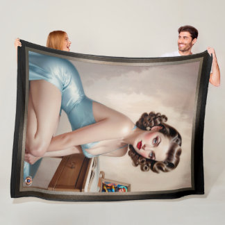 Couverture Polaire Élégant Épinglette Beauté de fille en bleu satiné