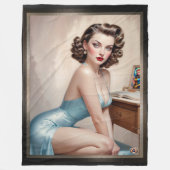 Couverture Polaire Élégant Épinglette Beauté de fille en bleu satiné  (Devant)