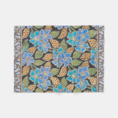 Couverture Polaire Élégant Fleur Bleu Périwinkle Floral Classic (Devant (Horizontal))