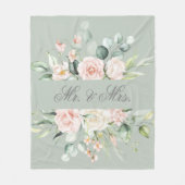 Couverture Polaire Élégant floral rose blush aquarelle M. & Mme. (Devant)