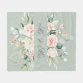 Couverture Polaire Élégant floral rose blush aquarelle M. & Mme. (Devant (Horizontal))