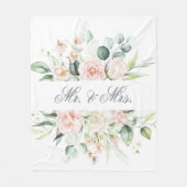Couverture Polaire Élégant Floral Rose Pâle Aquarelle M. & Mme.  (Devant)