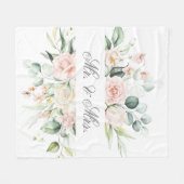 Couverture Polaire Élégant Floral Rose Pâle Aquarelle M. & Mme.  (Devant (Horizontal))