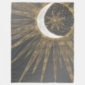 Couverture Polaire Elegant Gold Doodles Sun Moon Mandala Design (Devant)