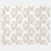 Couverture Polaire Elegant Gold Glitter Tiger Print White Design (Devant (Horizontal))
