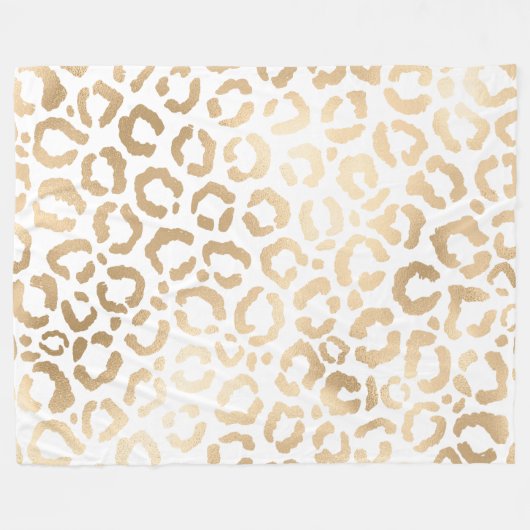 Couverture Polaire Elegant Gold White Leopard Cheetah Animal Print (Devant (Horizontal))