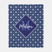 Couverture Polaire Élégant gris bleu gris initial monogrammé (Devant)