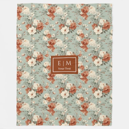 Couverture Polaire Elégant jet d'aquarelle en cuivre et en sauge (Devant)