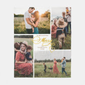 Couverture Polaire Elégant Joyeux Or Noël Quatre Photo Collage (Devant)