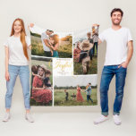 Couverture Polaire Elégant Joyful Gold Christmas Four Photo Collage<br><div class="desc">La meilleure façon de répandre la joie de Noël est de chanter fort pour que tous l'entendent! Ce design Festive de la famille de photos de Noël comprend de belles polices joyeux et vos photos de Noël de famille préférées. Cette couverture photo de Noël de famille a une sensation joyeuse...</div>