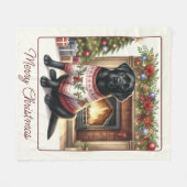 Couverture Polaire Élégant Labrador Retriever Chien Joyeux Noël (Devant (Horizontal))