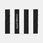 Couverture Polaire Elégant luxe personnalisé noir et blanc rayé (Devant (Horizontal))