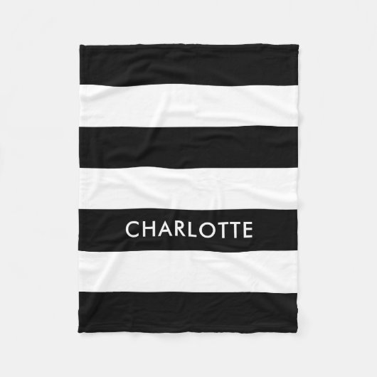 Couverture Polaire Elégant luxe personnalisé noir et blanc rayé (Devant)