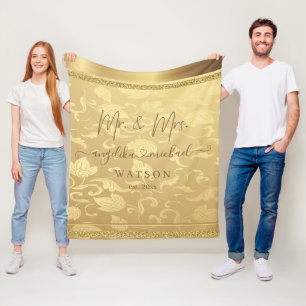 Couverture Polaire Elegant Luxury Golden Damask Mr et Mrs Trendy