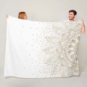 Couverture Polaire Elégant Mandala Confetti Design Or
