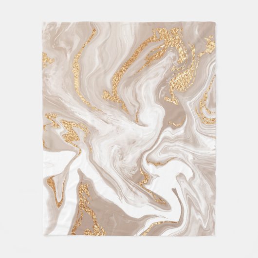 Couverture Polaire Elégant marbre beige liquide avec parties scintill (Devant)