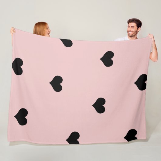 Couverture Polaire Élégant mignon motif à coeur noir et roux (En situation)