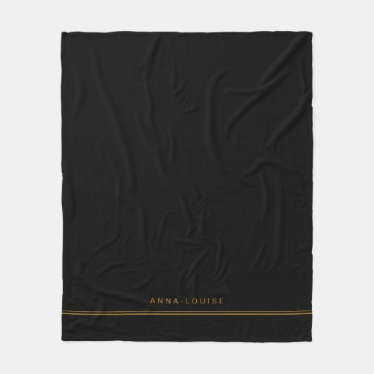 Couverture Polaire Élégant minimal Black Gold Line Nom (Devant)