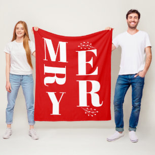 Couverture Polaire Élégant minimaliste rouge vif Joyeux Noël