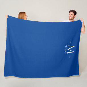 Couverture Polaire Élégant Modèle de Monogramme Bleu Profond Grande P