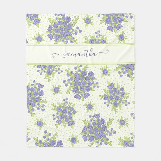 Couverture Polaire Élégant modèle floral monogramme (Devant)