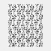 Couverture Polaire Élégant Modèle Floral Noir Et Blanc Romantique (Devant)
